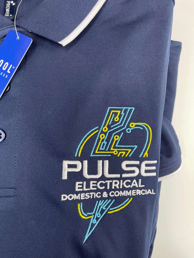 Custom embroidered workwear polo for a small business