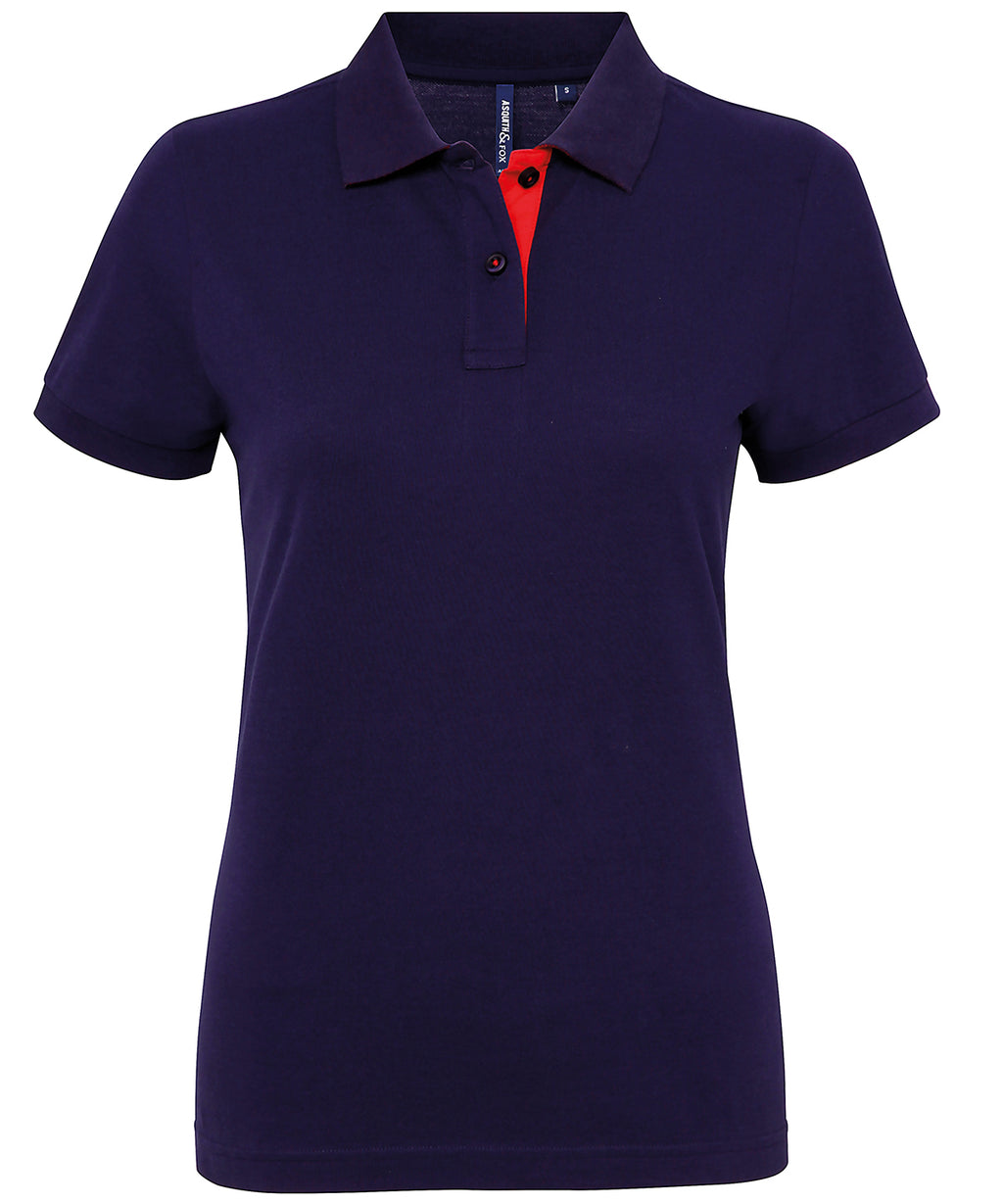 Asquith & Fox Women's Contrast Polo Shirt – Custom Embroidered & Printed Polo Shirts