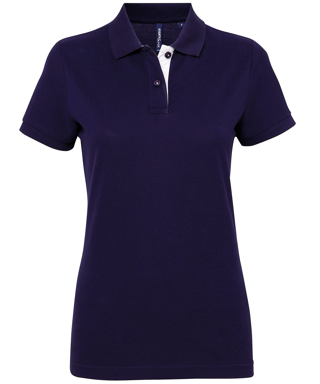Asquith & Fox Women's Contrast Polo Shirt – Custom Embroidered & Printed Polo Shirts