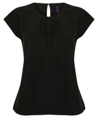 Henbury Women's Pleat Front Short Sleeve Blouse Garment – Custom Embroidered & Printed Blouses