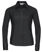 Russell Athletic Collection Women's Long Sleeve Polycotton Easycare Fitted Poplin Shirt – Custom Embroidered & Printed Shirts