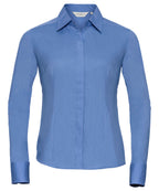 Russell Athletic Collection Women's Long Sleeve Polycotton Easycare Fitted Poplin Shirt – Custom Embroidered & Printed Shirts