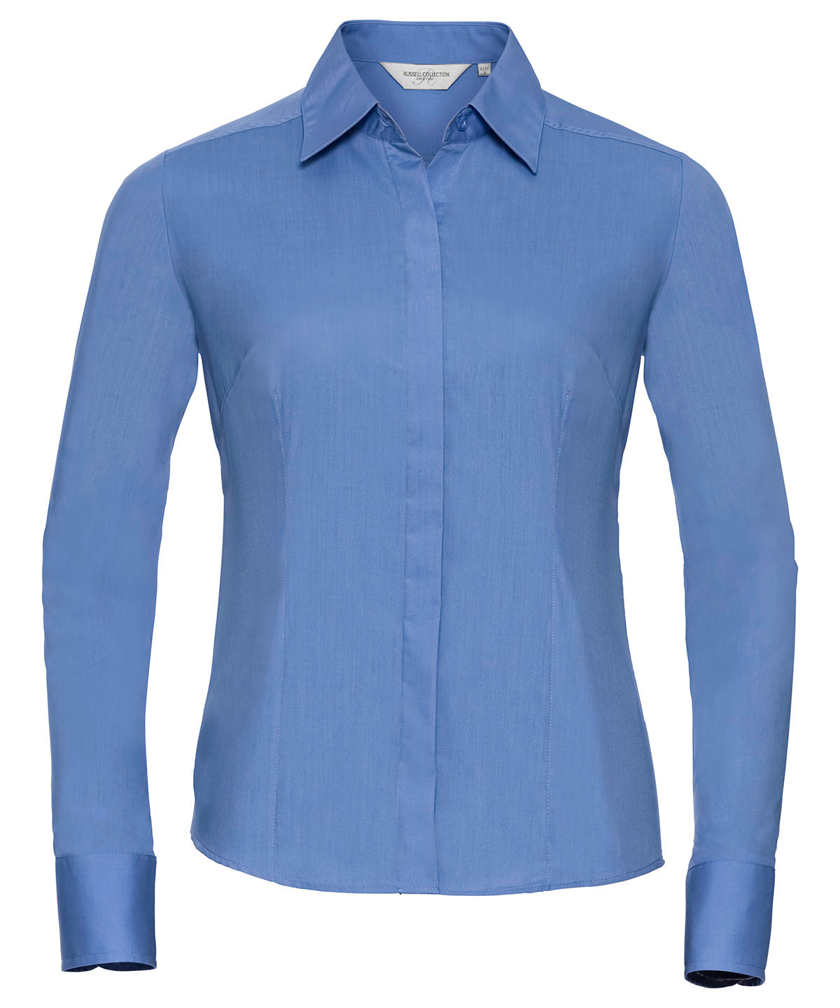 Russell Athletic Collection Women's Long Sleeve Polycotton Easycare Fitted Poplin Shirt – Custom Embroidered & Printed Shirts