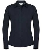 Russell Athletic Collection Women's Long Sleeve Polycotton Easycare Fitted Poplin Shirt – Custom Embroidered & Printed Shirts