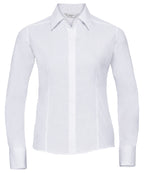Russell Athletic Collection Women's Long Sleeve Polycotton Easycare Fitted Poplin Shirt – Custom Embroidered & Printed Shirts