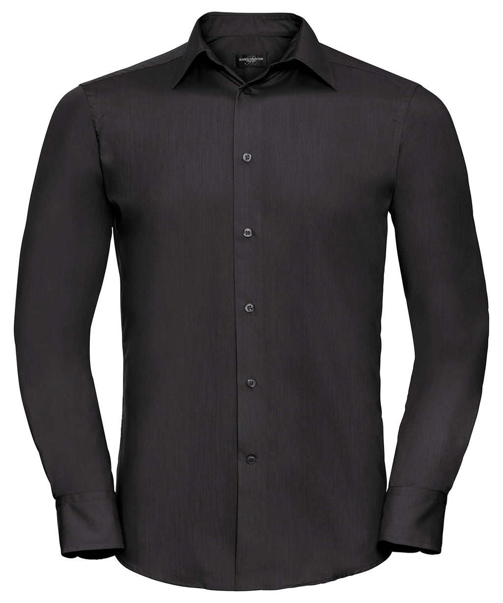 Russell Athletic Collection Long Sleeve Polycotton Easycare Fitted Poplin Shirt – Custom Embroidered & Printed Shirts