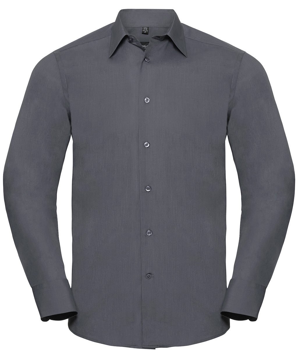Russell Athletic Collection Long Sleeve Polycotton Easycare Fitted Poplin Shirt – Custom Embroidered & Printed Shirts