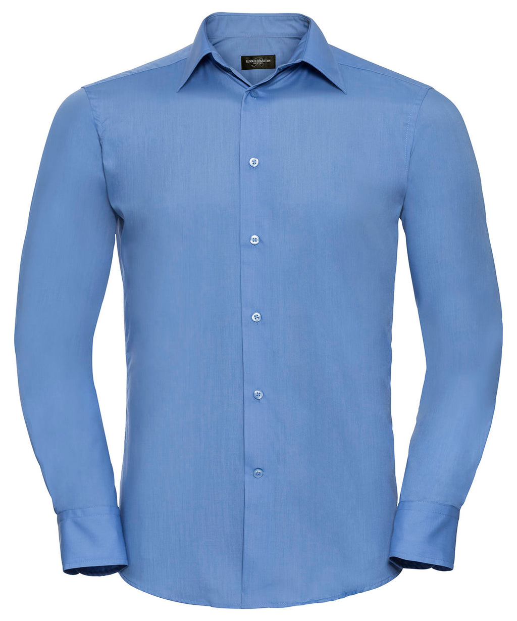 Russell Athletic Collection Long Sleeve Polycotton Easycare Fitted Poplin Shirt – Custom Embroidered & Printed Shirts
