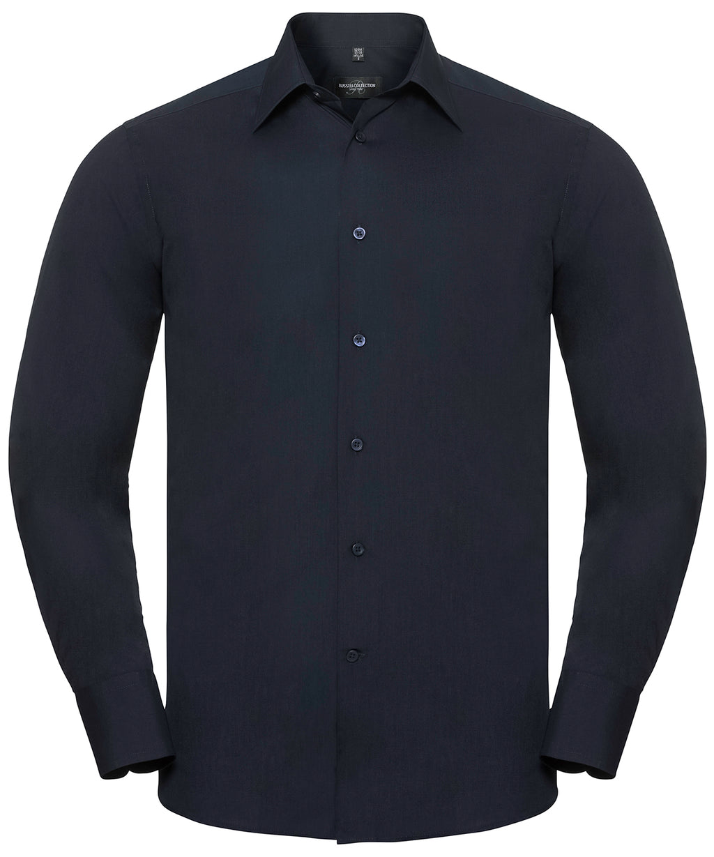 Russell Athletic Collection Long Sleeve Polycotton Easycare Fitted Poplin Shirt – Custom Embroidered & Printed Shirts