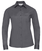 Russell Athletic Collection Women's Long Sleeve Polycotton Easycare Poplin Shirt – Custom Embroidered & Printed Shirts