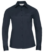 Russell Athletic Collection Women's Long Sleeve Polycotton Easycare Poplin Shirt – Custom Embroidered & Printed Shirts