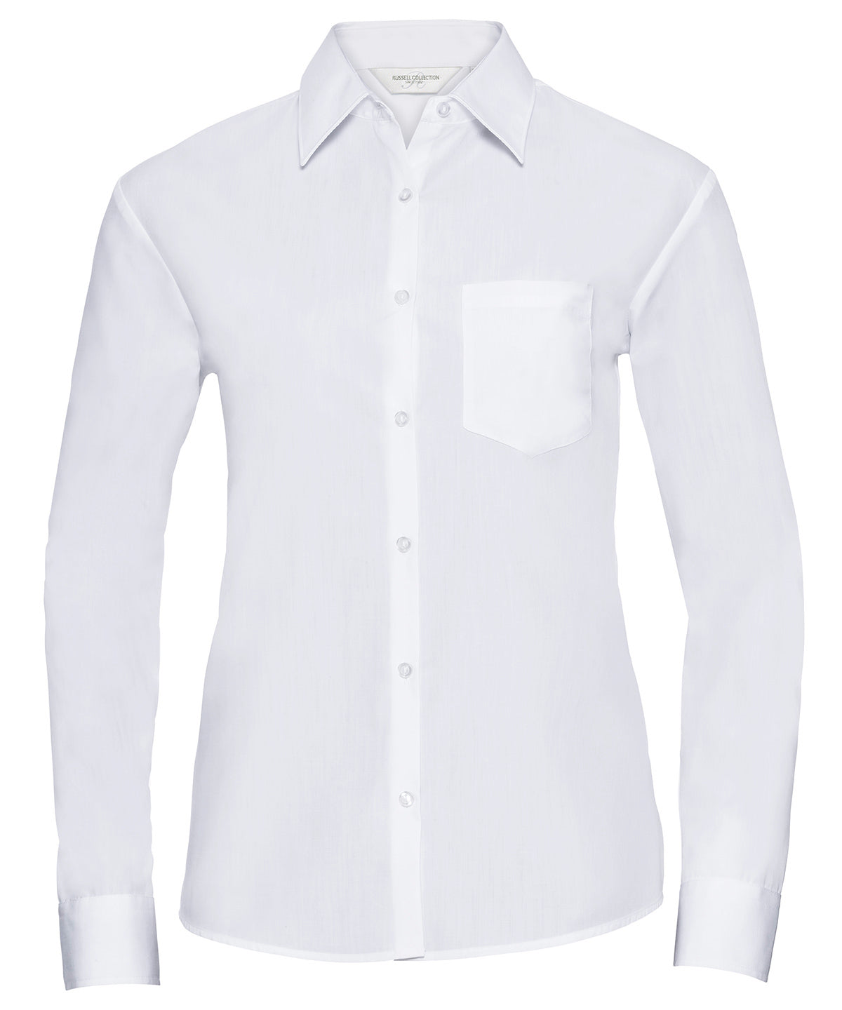 Russell Athletic Collection Women's Long Sleeve Polycotton Easycare Poplin Shirt – Custom Embroidered & Printed Shirts
