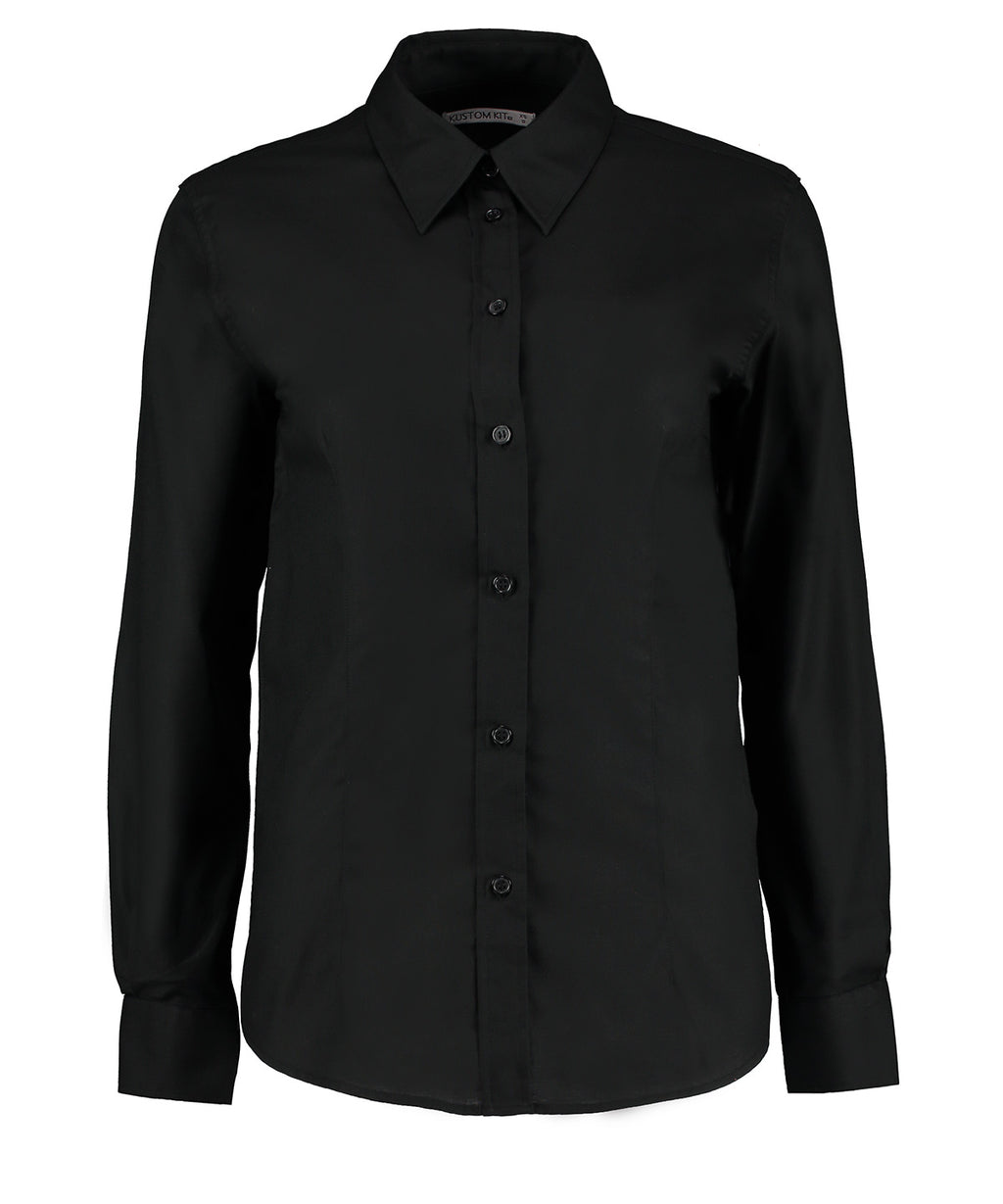 Kustom Kit Women's Workplace Oxford Blouse Long-sleeved (tailored Fit) Garment – Custom Embroidered & Printed Blouses