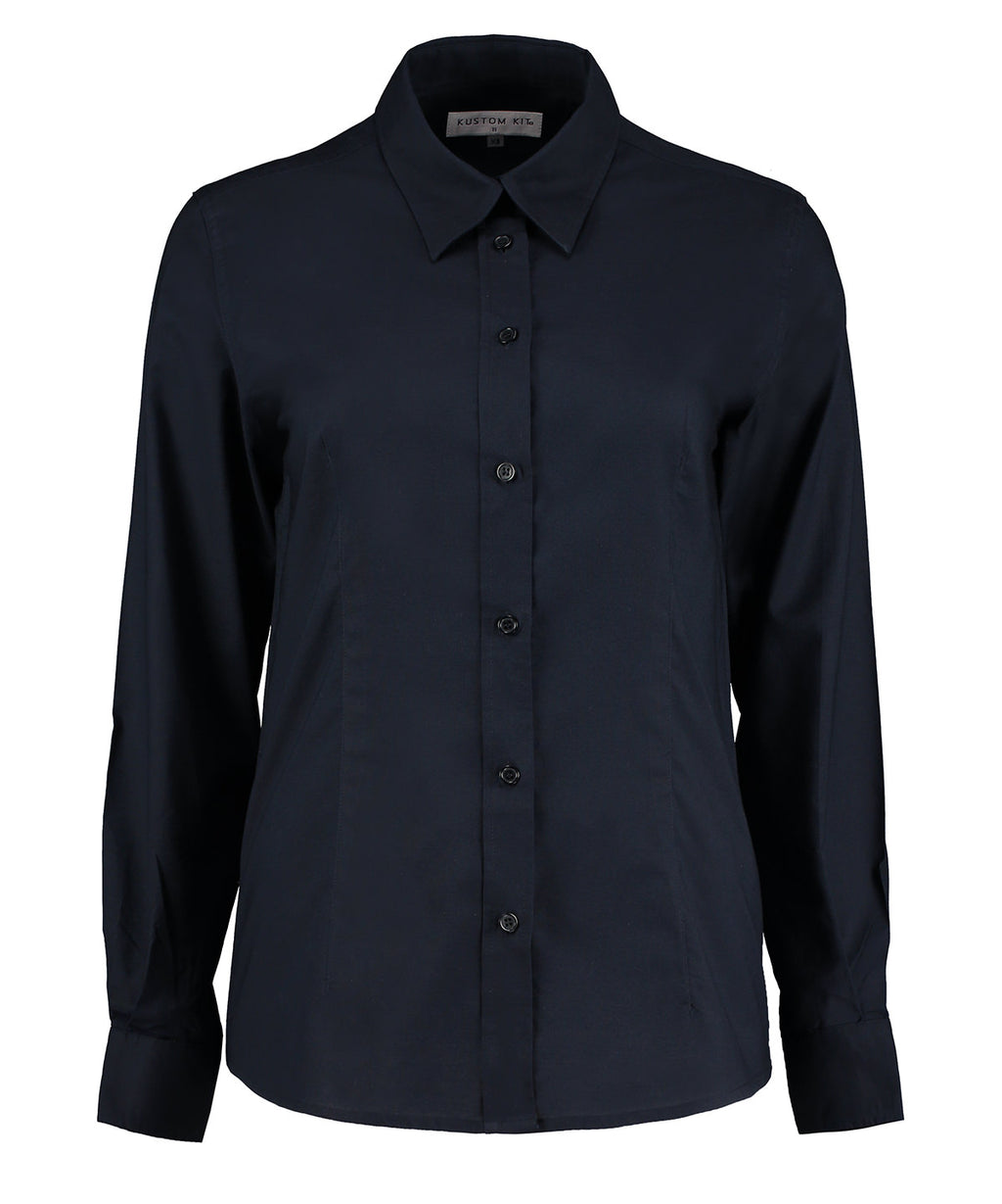 Kustom Kit Women's Workplace Oxford Blouse Long-sleeved (tailored Fit) Garment – Custom Embroidered & Printed Blouses