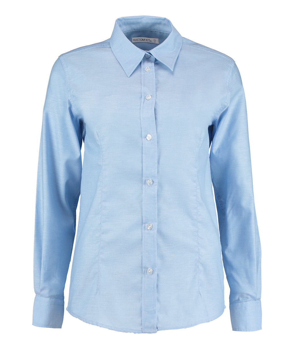 Kustom Kit Women's Workplace Oxford Blouse Long-sleeved (tailored Fit) Garment – Custom Embroidered & Printed Blouses