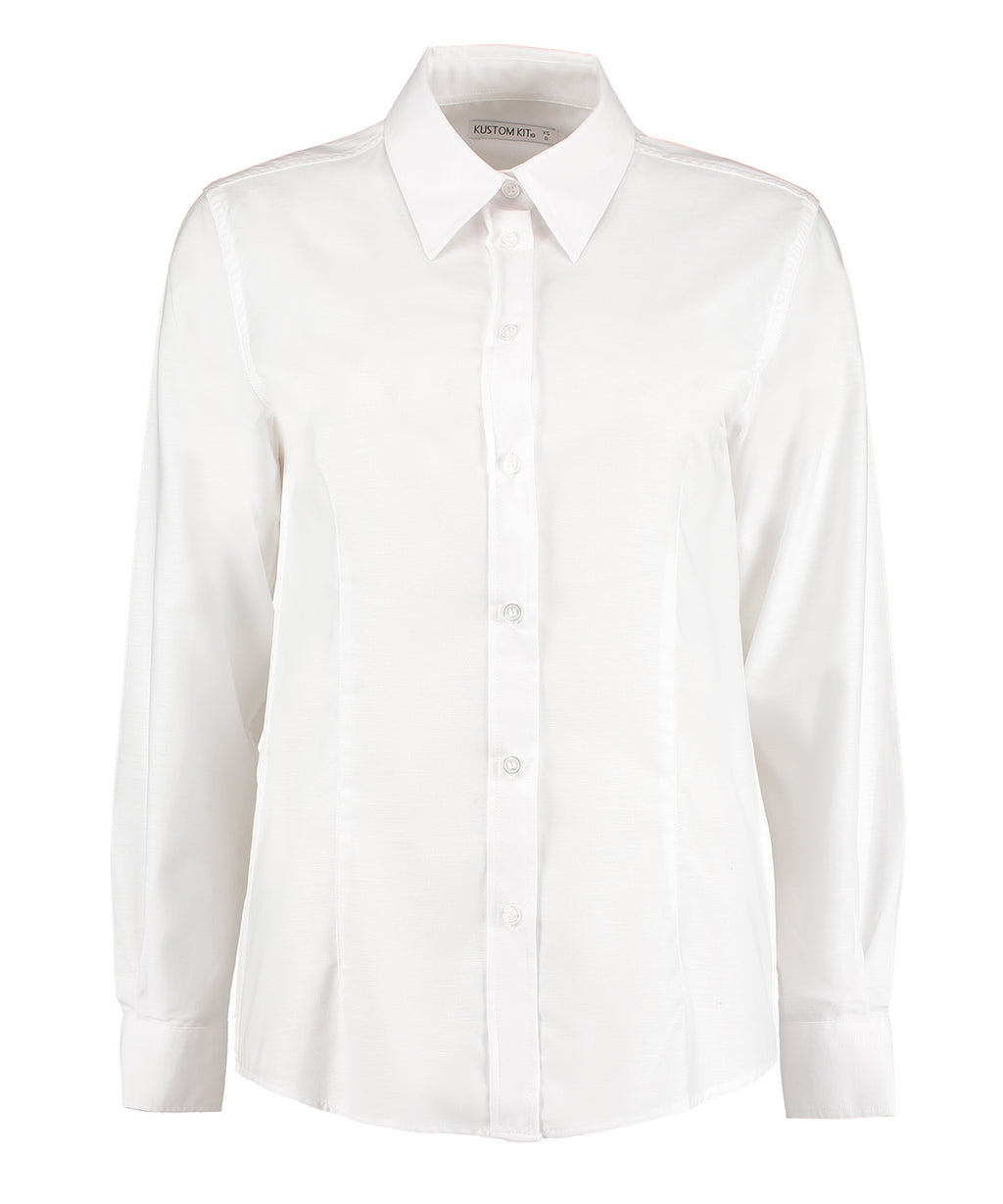 Kustom Kit Women's Workplace Oxford Blouse Long-sleeved (tailored Fit) Garment – Custom Embroidered & Printed Blouses