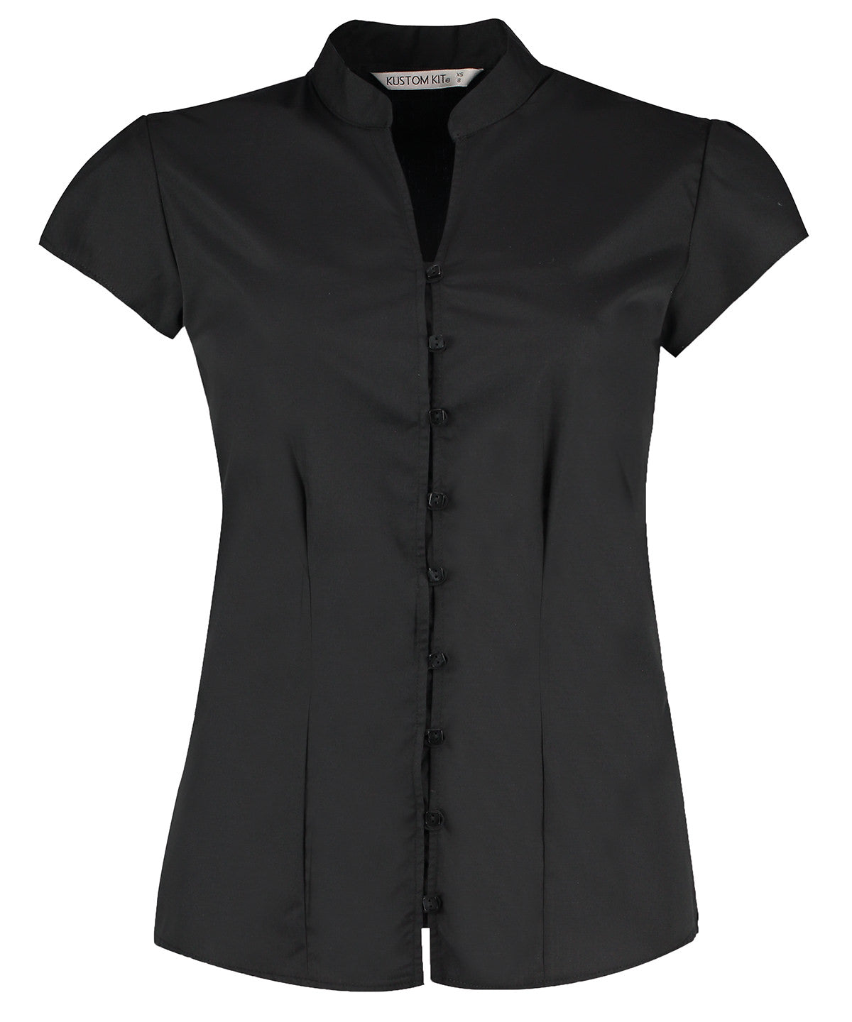 Kustom Kit Women's Continental Blouse Mandarin Collar Cap Sleeve (tailored Fit) Garment – Custom Embroidered & Printed Blouses