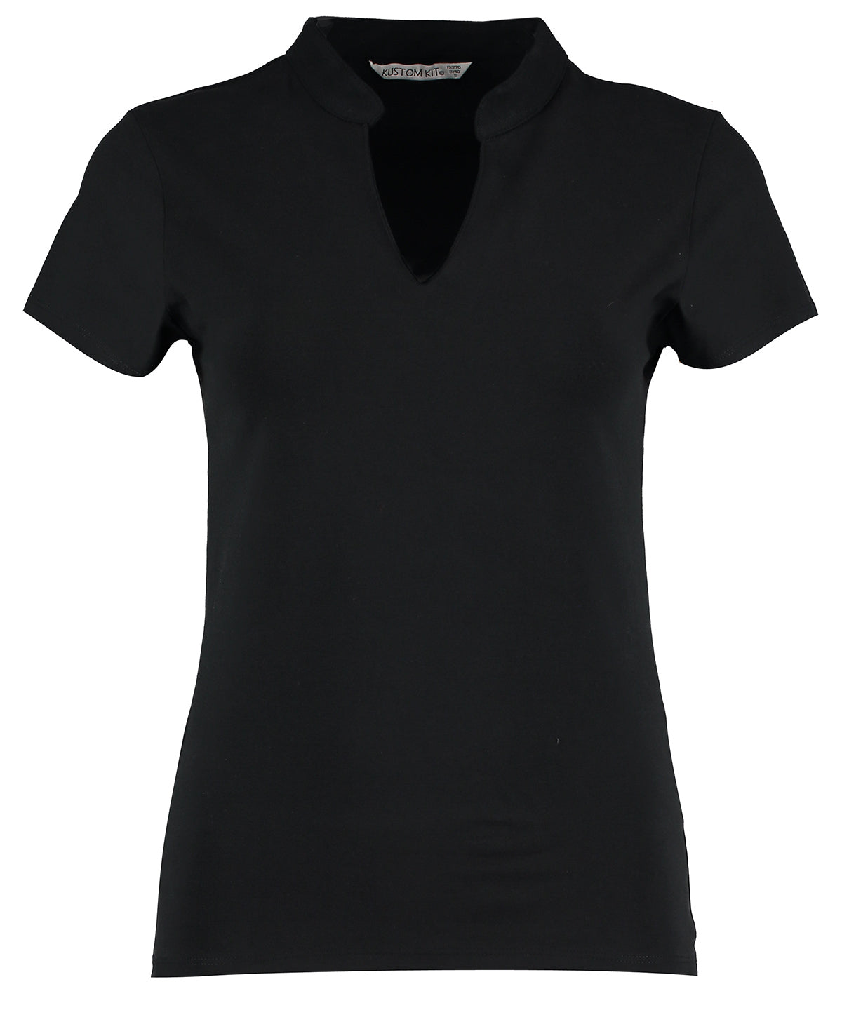 Kustom Kit Women's Corporate Short-sleeved Top V-neck Mandarin Collar (regular Fit) T-Shirt – Custom Embroidered & Printed T-Shirts
