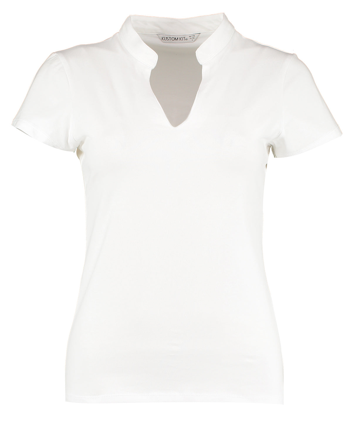 Kustom Kit Women's Corporate Short-sleeved Top V-neck Mandarin Collar (regular Fit) T-Shirt – Custom Embroidered & Printed T-Shirts