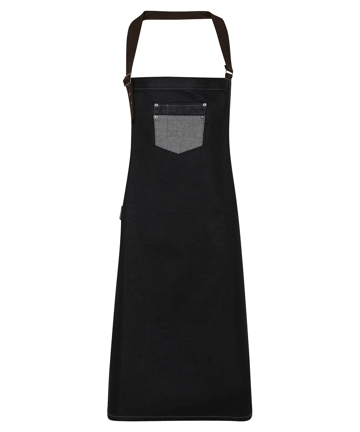 Premier Division Waxed-look Denim Bib Apron with Faux Leather Garment – Custom Embroidered & Printed Aprons
