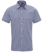 Premier Microcheck (Gingham) Short Sleeve Cotton Shirt – Custom Embroidered & Printed Shirts