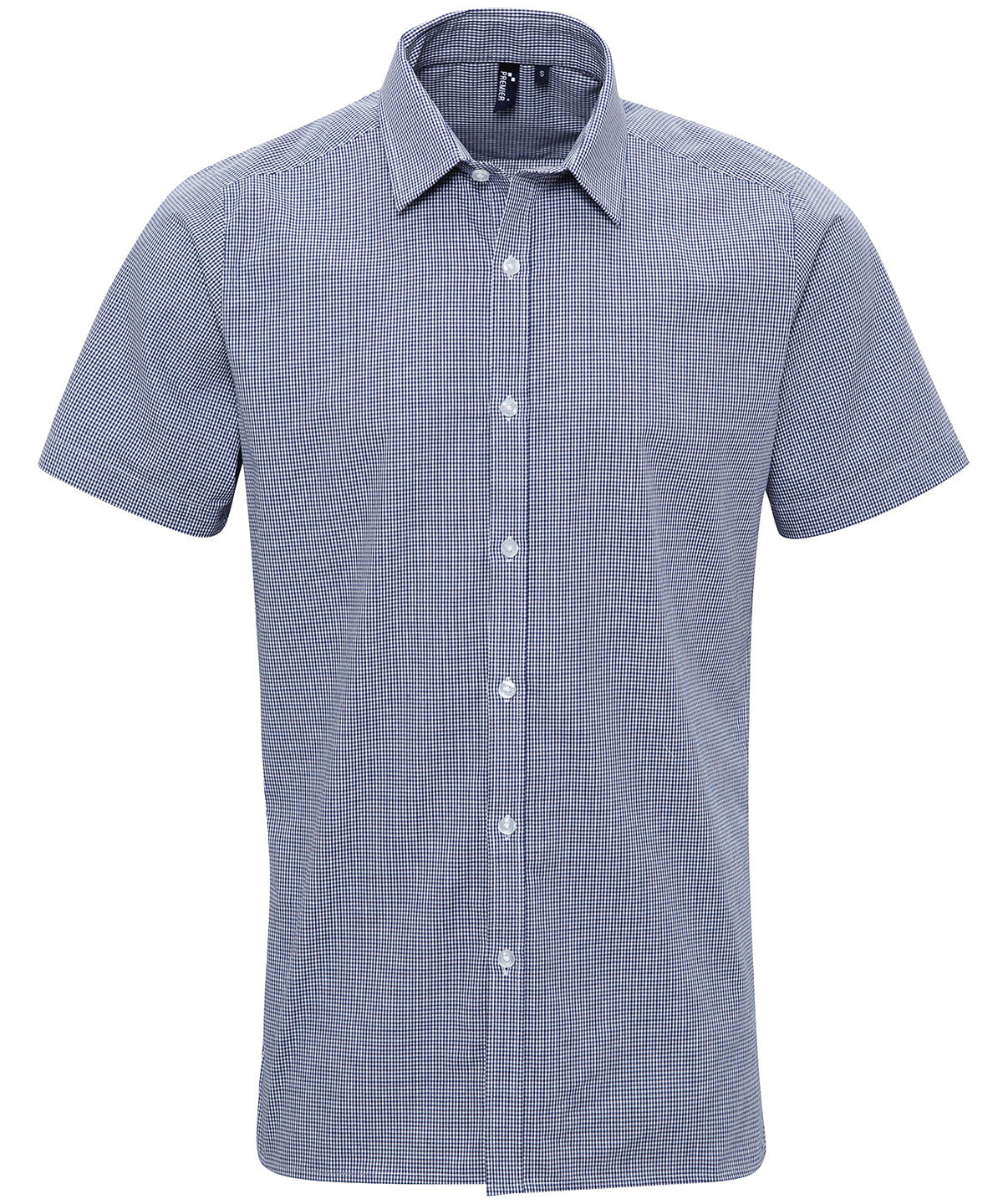 Premier Microcheck (Gingham) Short Sleeve Cotton Shirt – Custom Embroidered & Printed Shirts