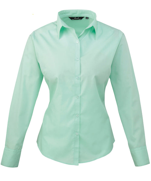 Premier Women's Poplin Long Sleeve Blouse Garment – Custom Embroidered & Printed Blouses