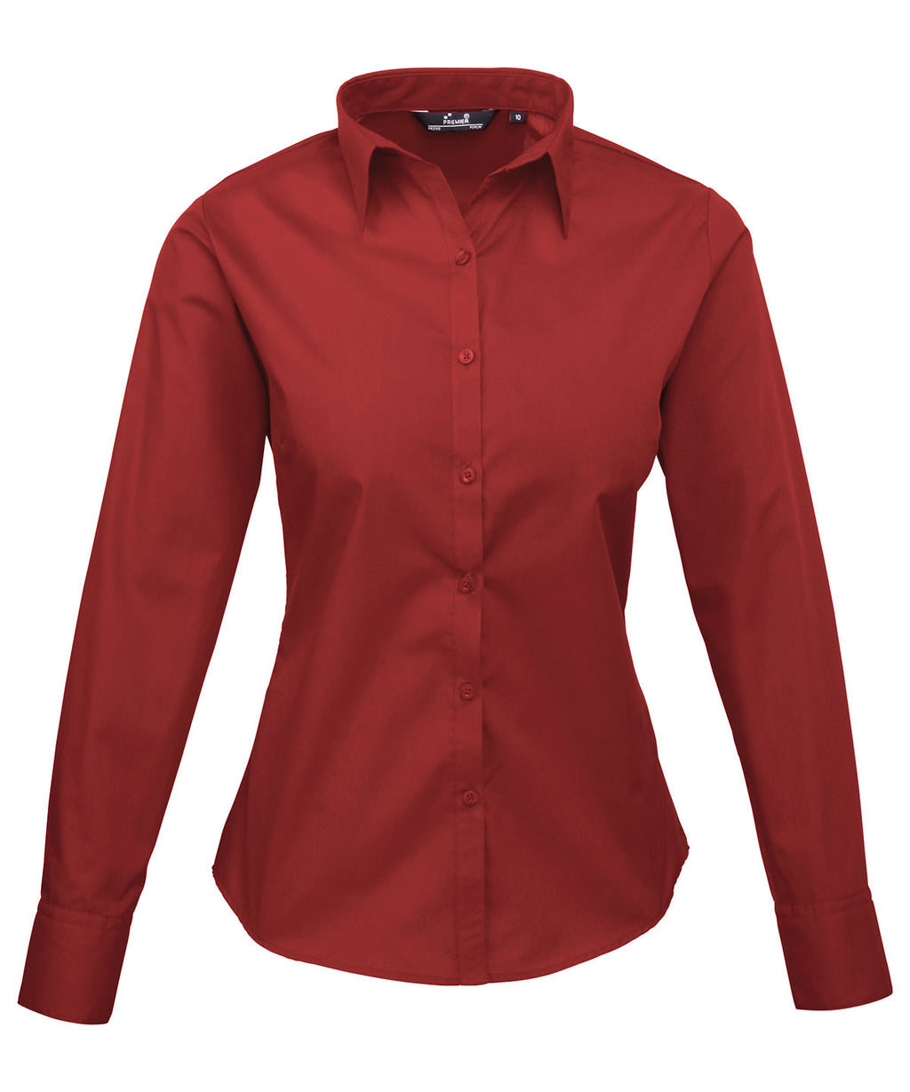 Premier Women's Poplin Long Sleeve Blouse Garment – Custom Embroidered & Printed Blouses