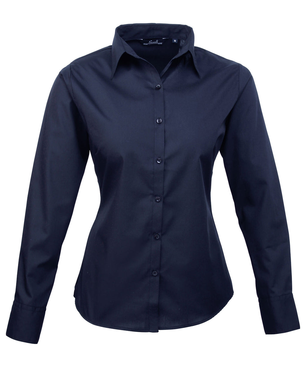 Premier Women's Poplin Long Sleeve Blouse Garment – Custom Embroidered & Printed Blouses