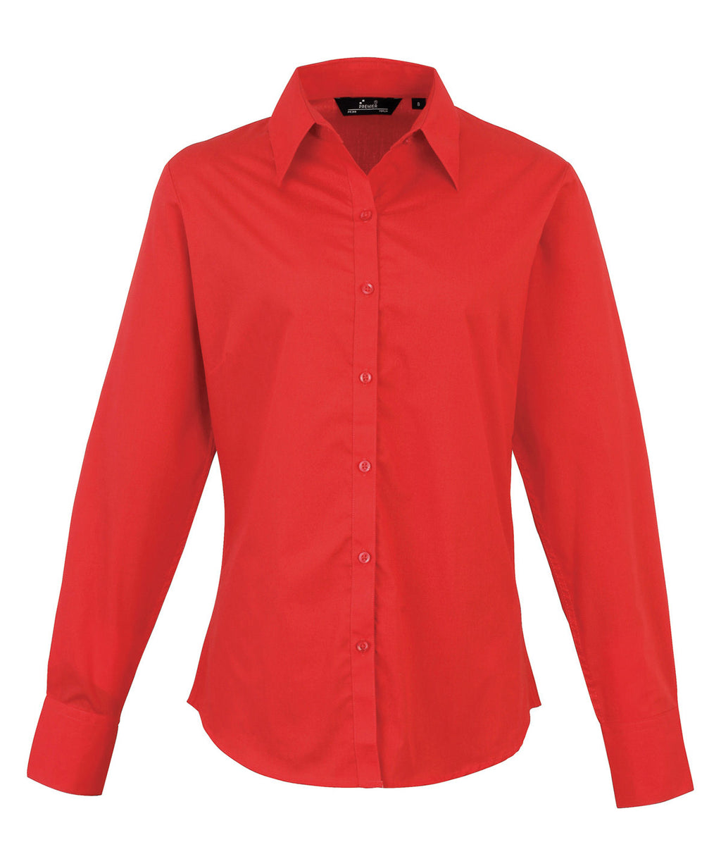 Premier Women's Poplin Long Sleeve Blouse Garment – Custom Embroidered & Printed Blouses