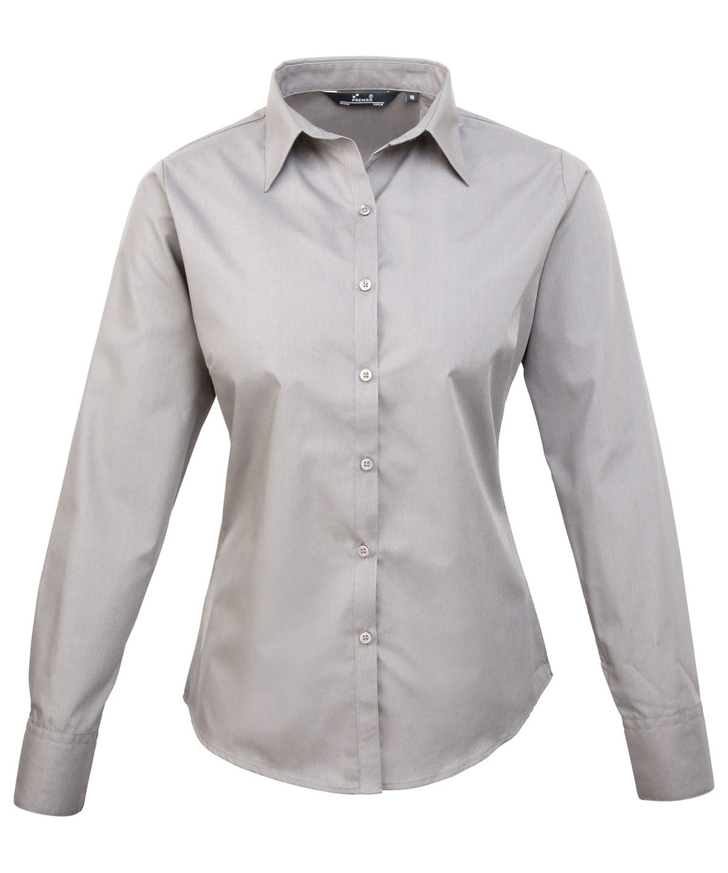 Premier Women's Poplin Long Sleeve Blouse Garment – Custom Embroidered & Printed Blouses