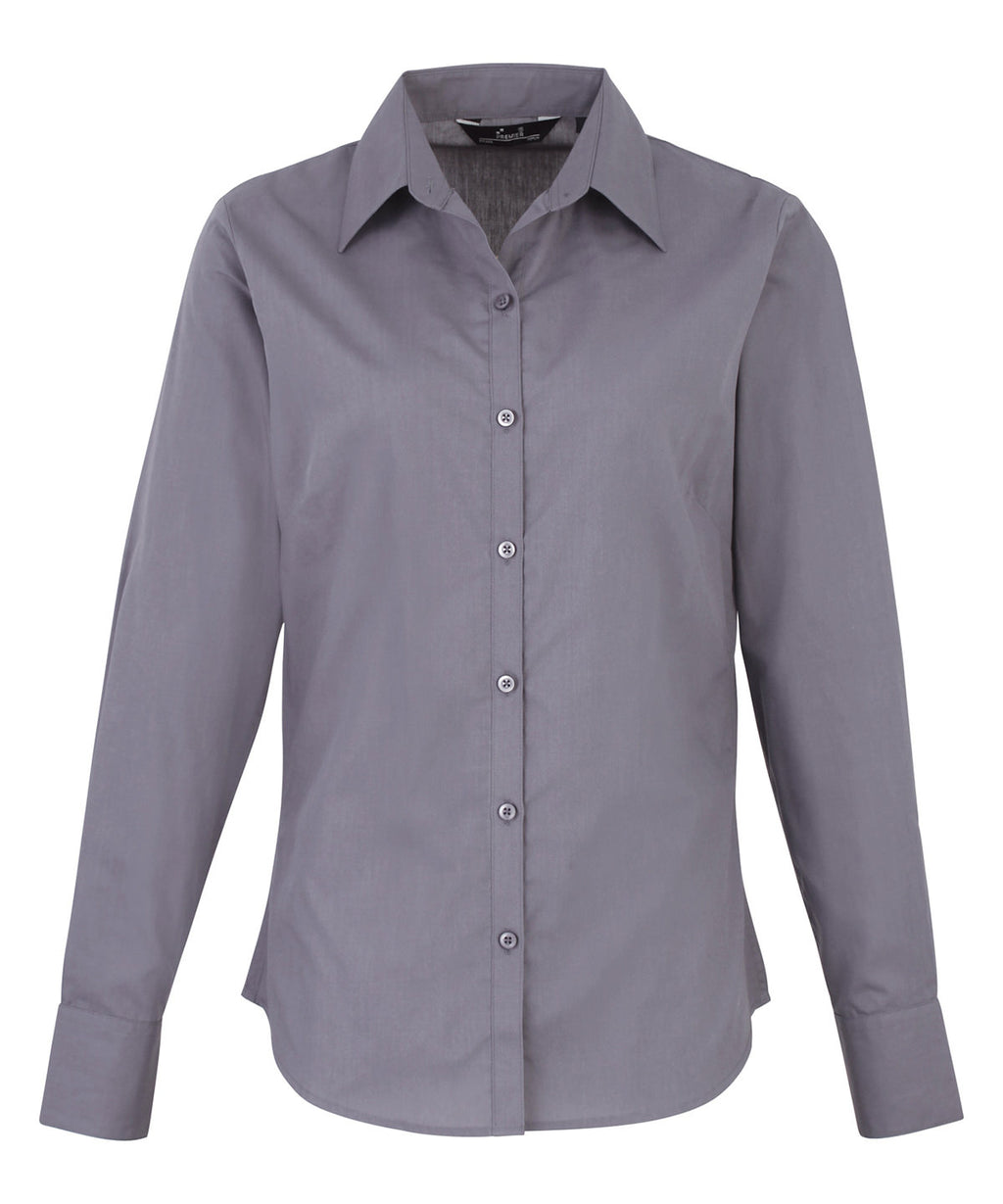 Premier Women's Poplin Long Sleeve Blouse Garment – Custom Embroidered & Printed Blouses