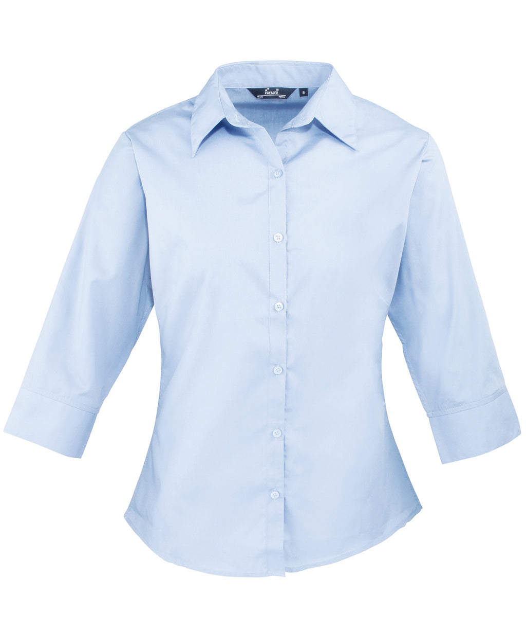 Premier Women's ¾ Sleeve Poplin Blouse Garment – Custom Embroidered & Printed Blouses