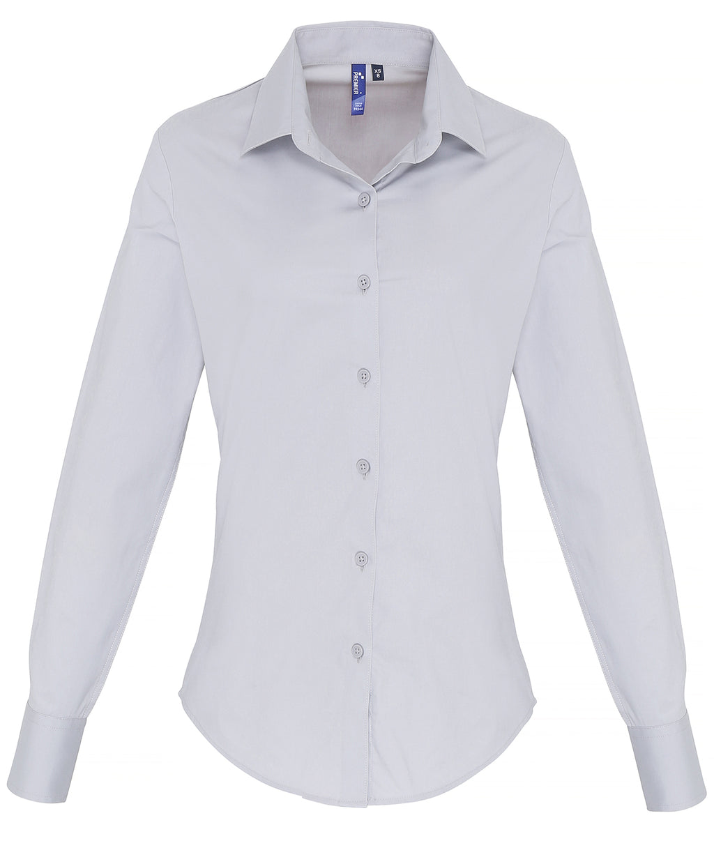 Premier Women's Stretch Fit Cotton Poplin Long Sleeve Blouse Garment – Custom Embroidered & Printed Blouses
