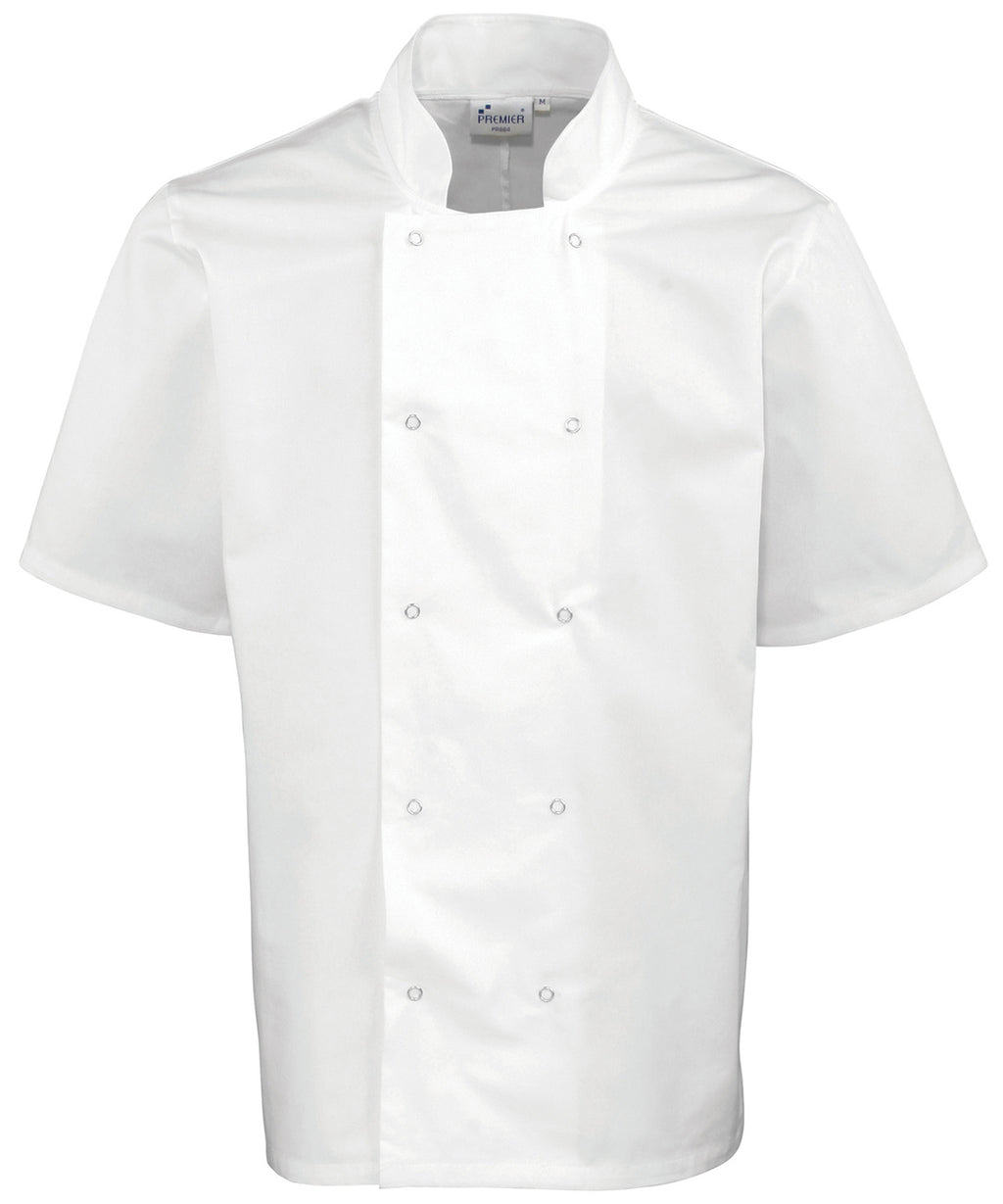 Premier Studded Front Short Sleeve Chef's Jacket Garment – Custom Embroidered & Printed Chef Jackets