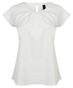 Henbury Women's Pleat Front Short Sleeve Blouse Garment – Custom Embroidered & Printed Blouses