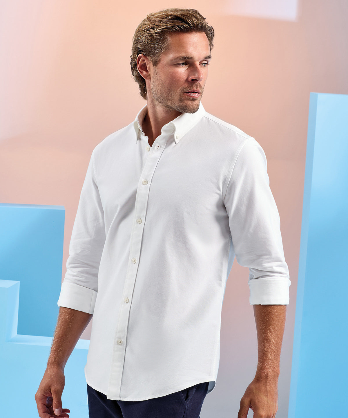 Asquith & Fox Men’s Cotton Long Sleeve Oxford Shirt