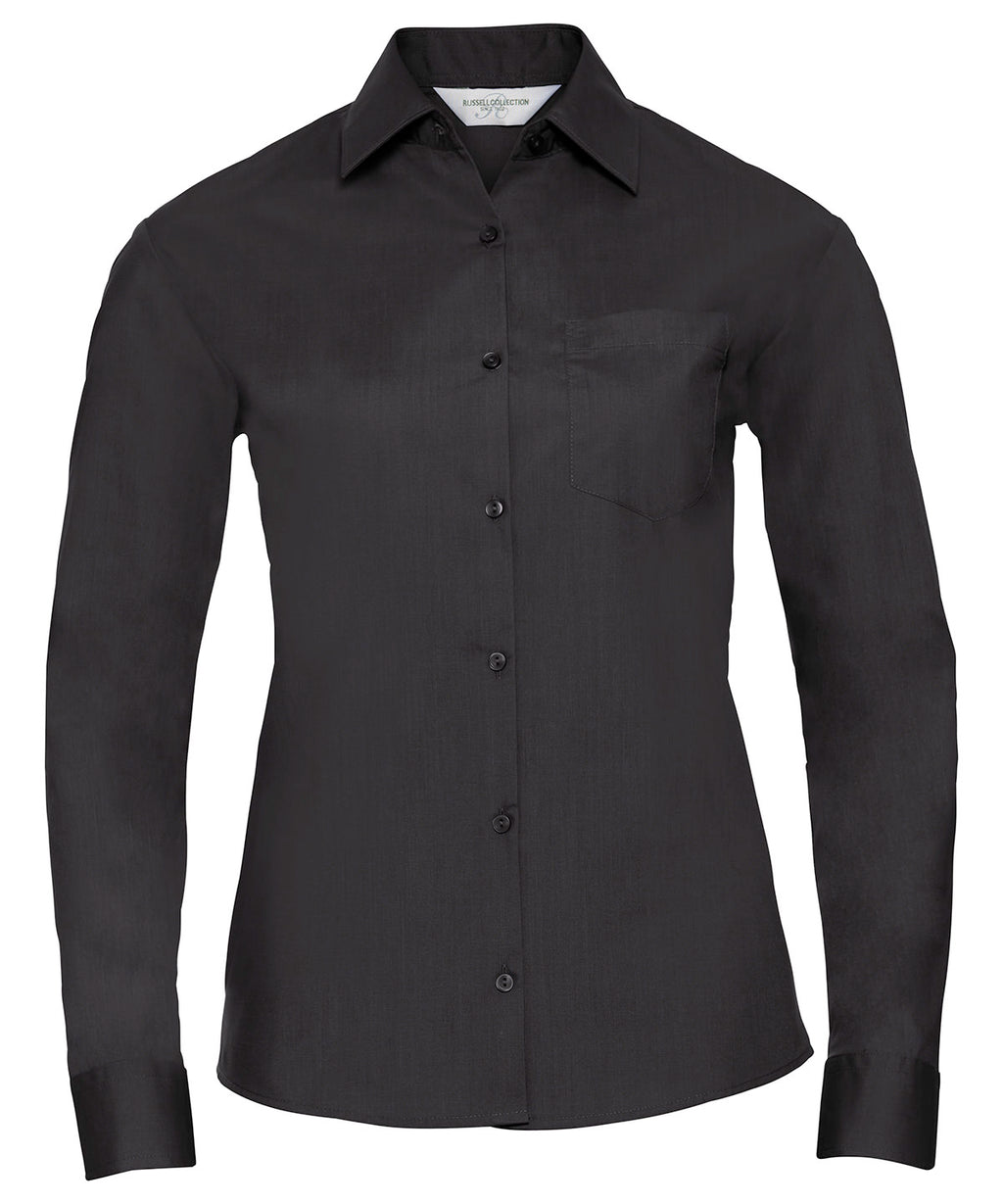 Russell Athletic Collection Women's Long Sleeve Polycotton Easycare Poplin Shirt