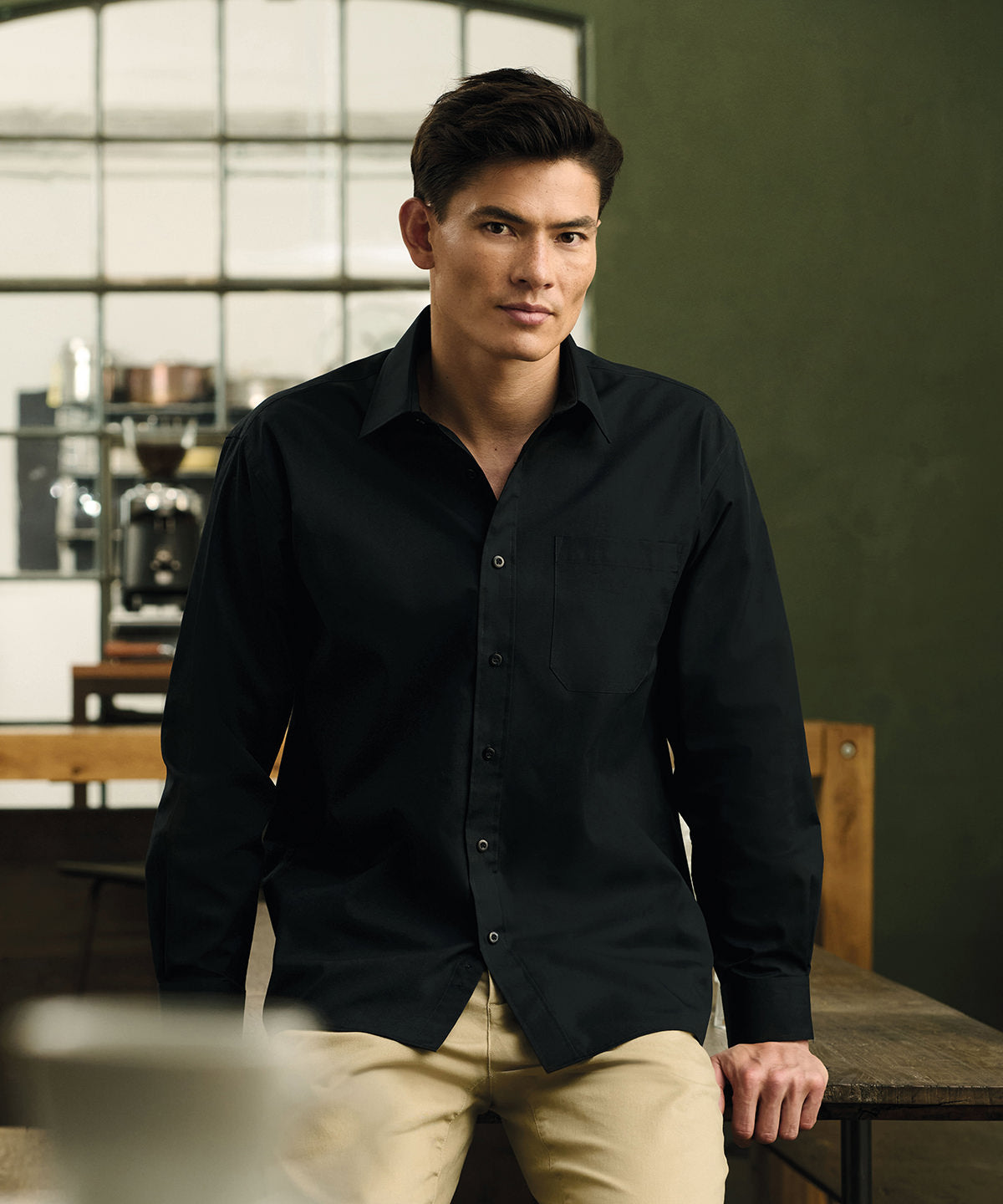 Russell Athletic Collection Long Sleeve Polycotton Easycare Poplin Shirt
