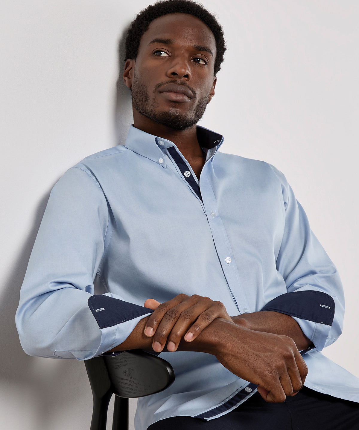 Kustom Kit Contrast Premium Oxford Shirt (button-down Collar) Long-sleeved (tailored Fit)