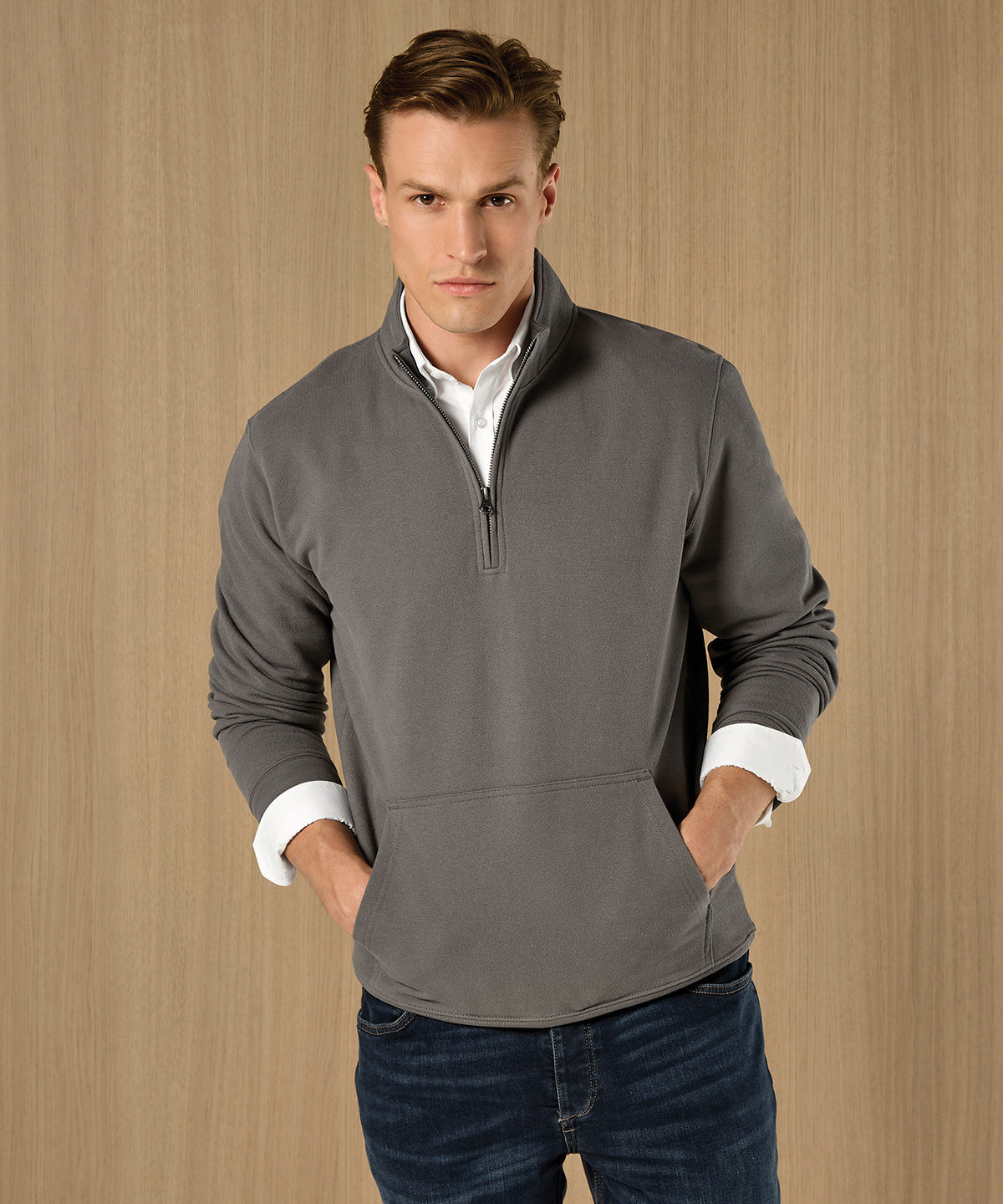 Kustom Kit Regular Fit 1/4-zip Piqué Sweatshirt