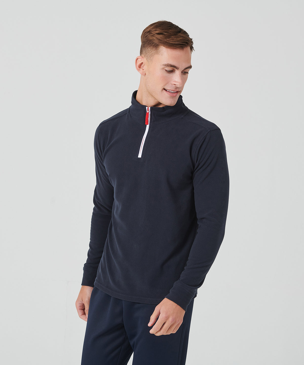 Finden & Hales ¼ Zip Long Sleeve Fleece Piped