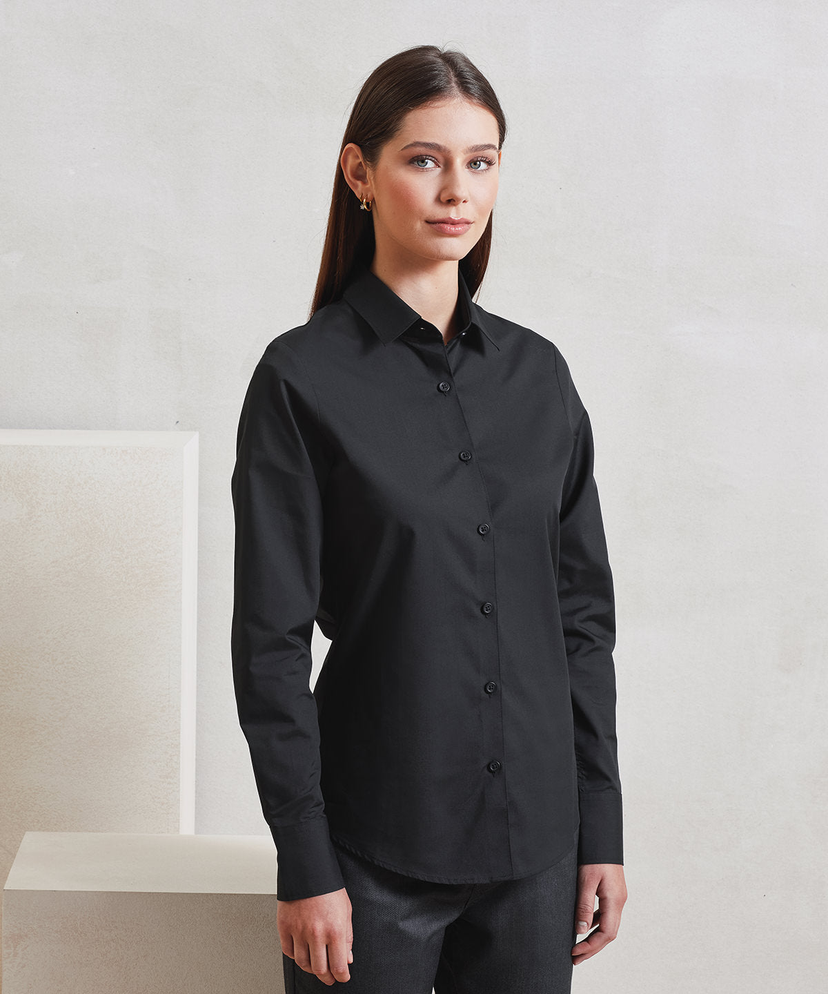 Premier Women’s Long Sleeve ‘Recyclight’ Poplin Shirt