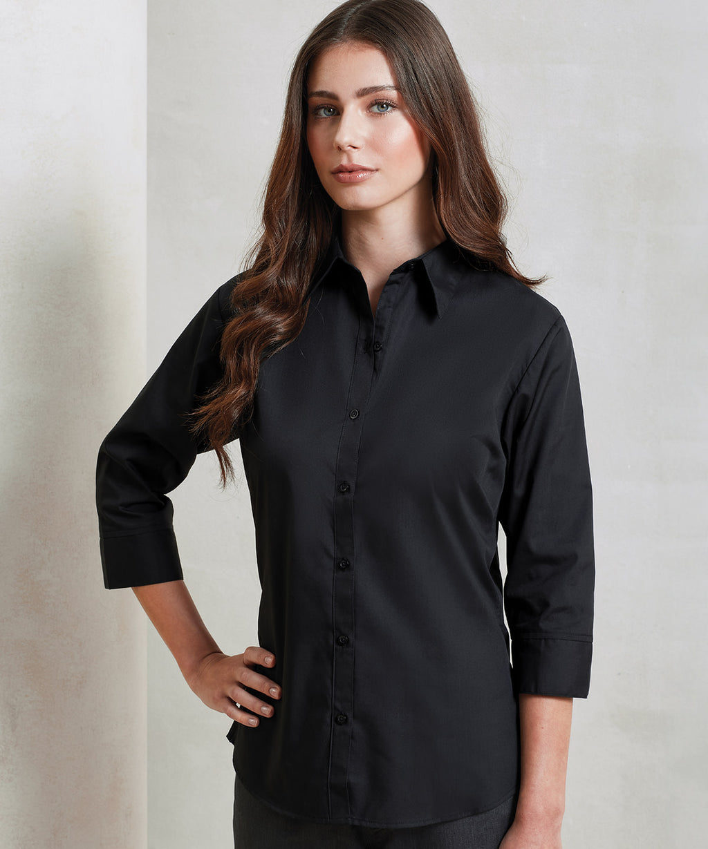 Premier Women's ¾ Sleeve Poplin Blouse Garment
