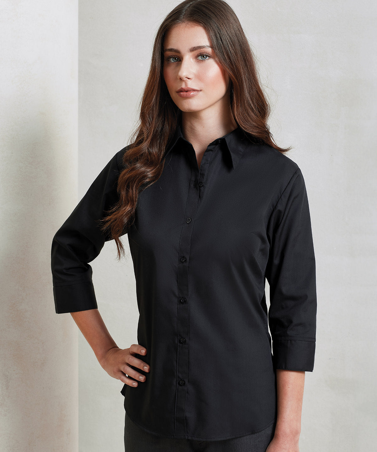Premier Women's ¾ Sleeve Poplin Blouse Garment