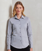Premier Women's Stretch Fit Cotton Poplin Long Sleeve Blouse Garment