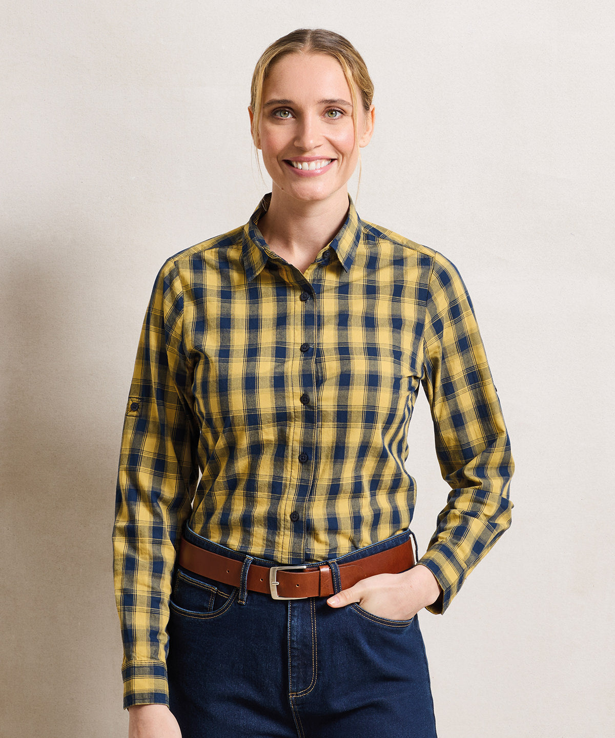 Premier Women's Mulligan Check Cotton Long Sleeve Shirt